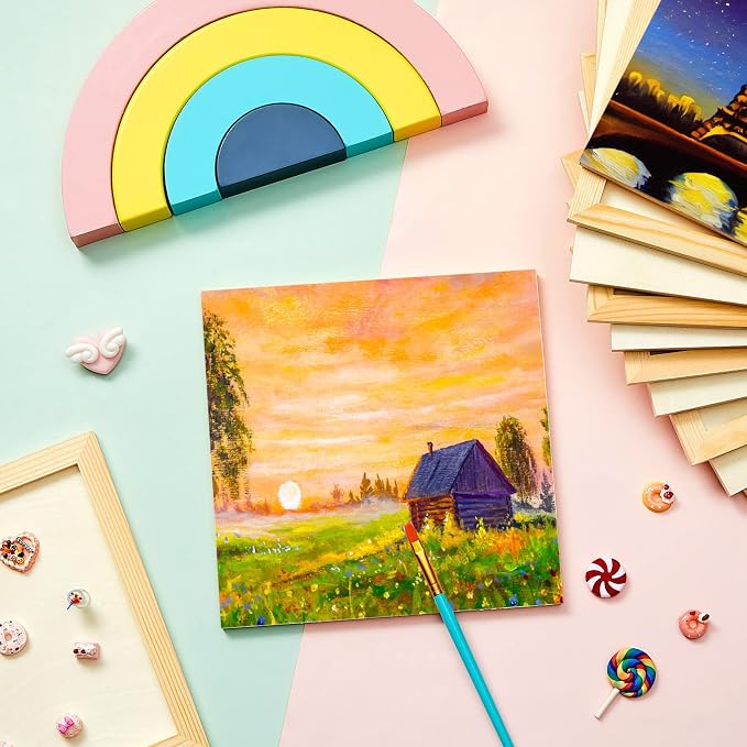 Kathfly 12 Pcs 8 x 8'' Wood Panel Boards, Unfinished Wood Canvas Panels - Image 8