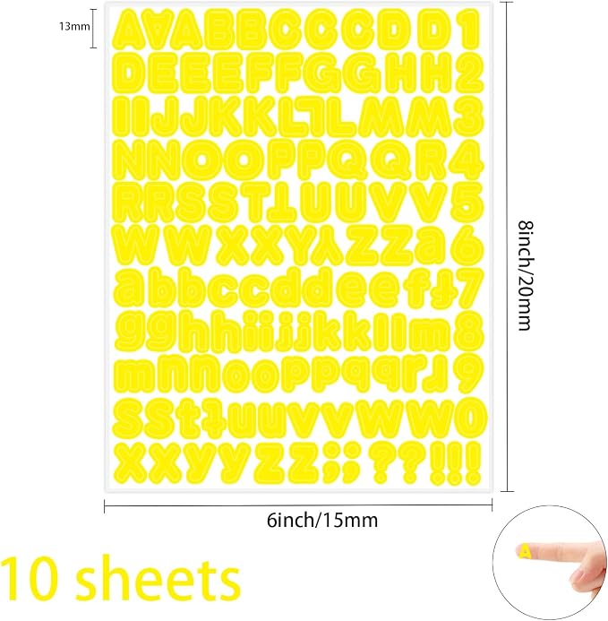 Starboling Letter Stickers, 1/2 inch Yellow Alphabet Stickers, Self-Adhesive - Image 2