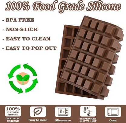 Sakolla 2 Pack Square Chocolate Molds, 72 Cavities Terrace Silicone Molds - Image 2