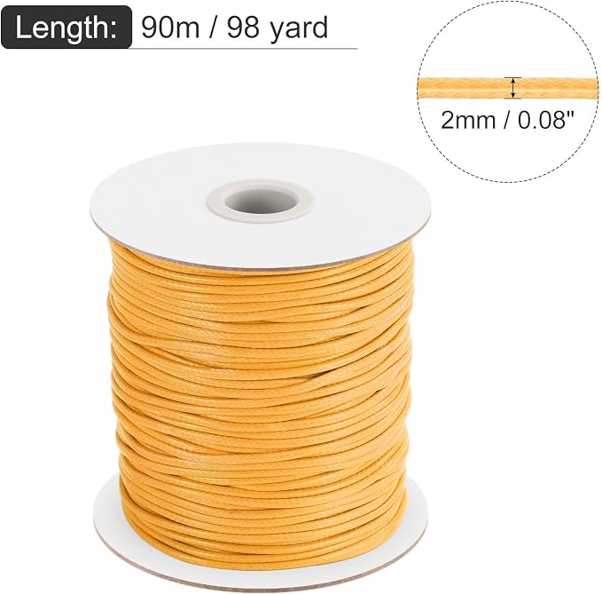 MECCANIXITY Waxed Cord 2mm Waxed Polyester Cord 98 Yard Wax String - Image 2