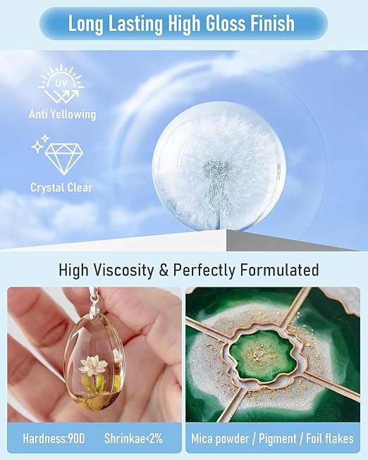 Nicpro UV Resin Kit 2000g, Large Crystal Clear UV Cure Epoxy Resin Supplies - Image 5