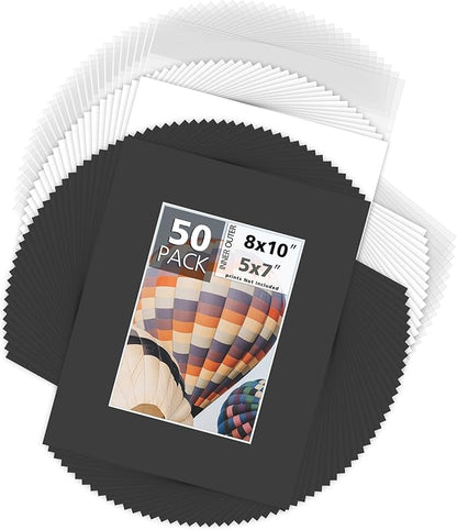 Mat Board Center, 8x10 for 5x7 Black Picture Mat Sets by MatBoardCenter