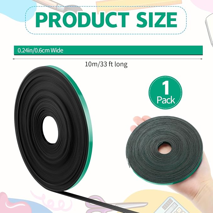 Magnetic Tape Roll Thin Strips, 1/4 Inch x 33 Feet Magnetic Board Dividers - Image 2