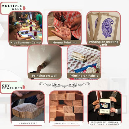 Wooden Stamps for Block Printing on Saree Border, Tattoo - Image 5