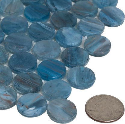 Denim Blue Penny Round Mosaic Glass Tile – Sample Swatch- 4"x5" - Image 6