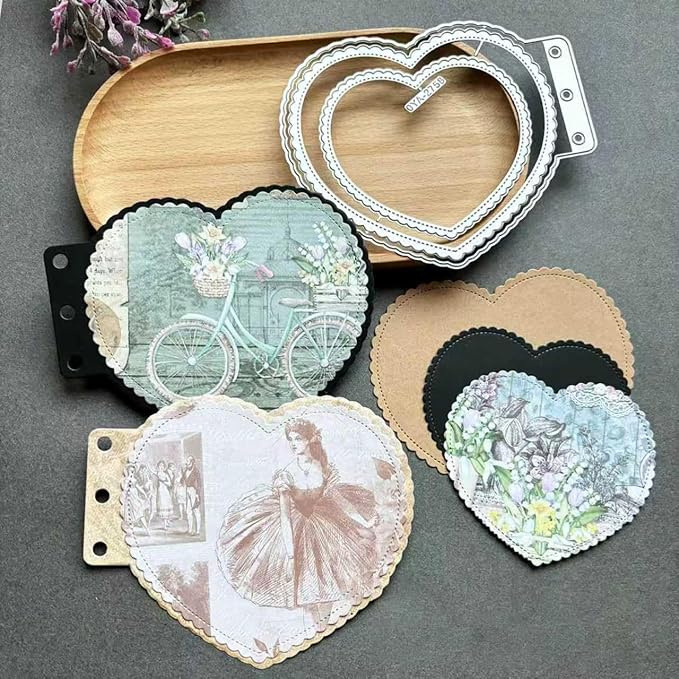 Heart Loose-Leaf Lace Die Cuts for Card Making, Background Frame Cutting Dies by Unknown