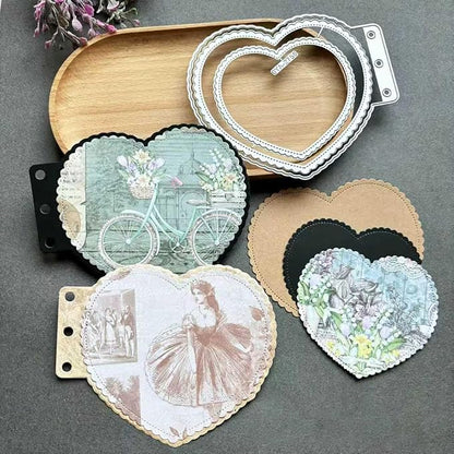 Heart Loose-Leaf Lace Die Cuts for Card Making, Background Frame Cutting Dies by Unknown