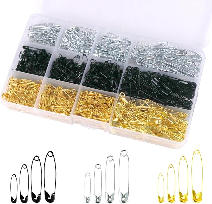 720 Pcs 3 Colors Safety Pins 4 Sizes Strong Safety Pins by SHEHARUHI