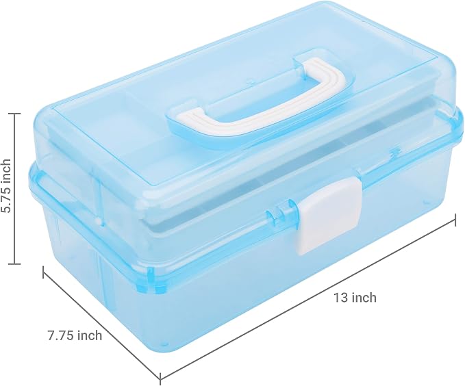 MyGift 13 Inch Transparent Blue Plastic Empty Multipurpose Storage Box - Image 4