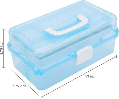 MyGift 13 Inch Transparent Blue Plastic Empty Multipurpose Storage Box - Image 4