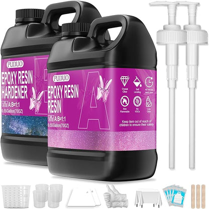 Puduo Epoxy Resin Kit 1.1Gallon，Newly Formulated Crystal Clear Epoxy by PUDUOResinWorld