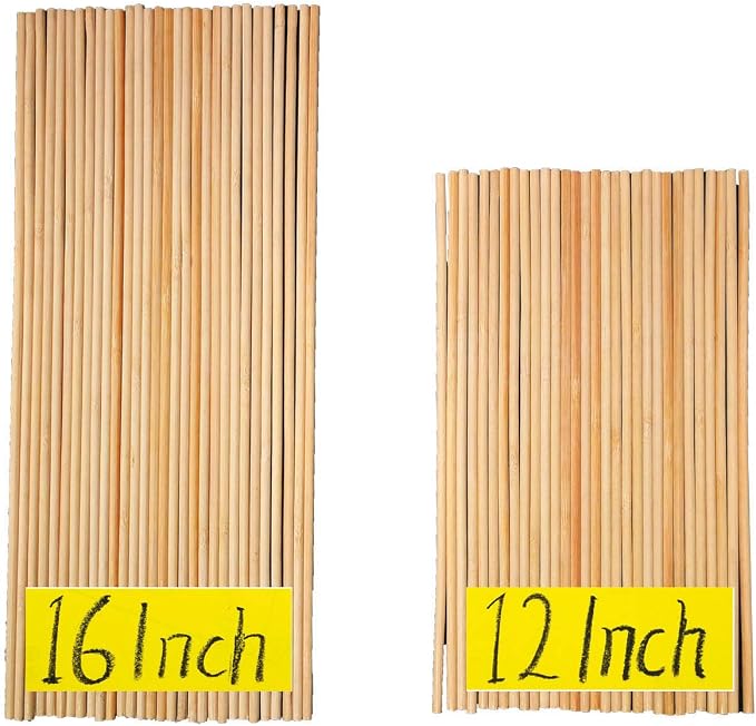 12 Inch Long and 16 Inch Long Natural Blank Round Unfinished Bamboo Dowel Rods by Fartime