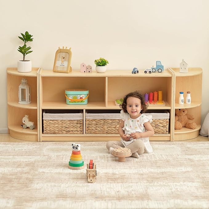 OOOK 5-Compartment Wooden Storage Cabinet, Montessori Shelf - Image 4