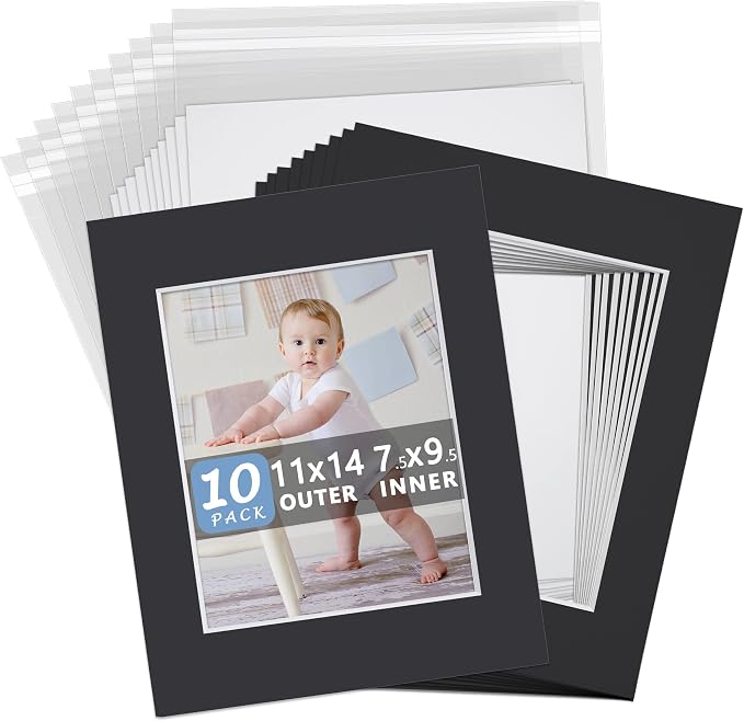 Somime 10 Pack 11x14 Black Picture Mat Kit by SOMIME