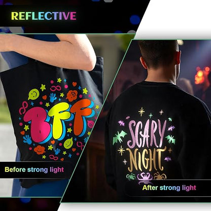 GIRAFVYINL Reflective HTV Heat Transfer Vinyl, Refelctive Iron on Vinyl Neon - Image 4