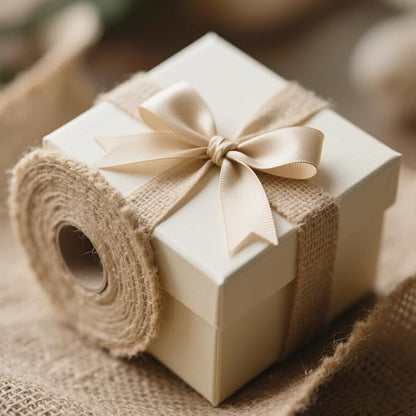 KINJOEK 1 Inch Wide 82 Yards Burlap Ribbon, Natural Jute Fabric Ribbon - Image 6