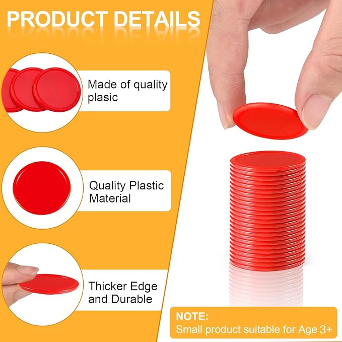 Coopay 1 1/2 Inches Plastic Poker Chips Learning Counters Disks Bingo Chip - Image 2