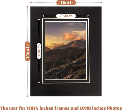 HOTUO 10 Pack Acid Free Black Picture Frame Mats, Pre-Cut 11x14 Picture Mats - Image 2