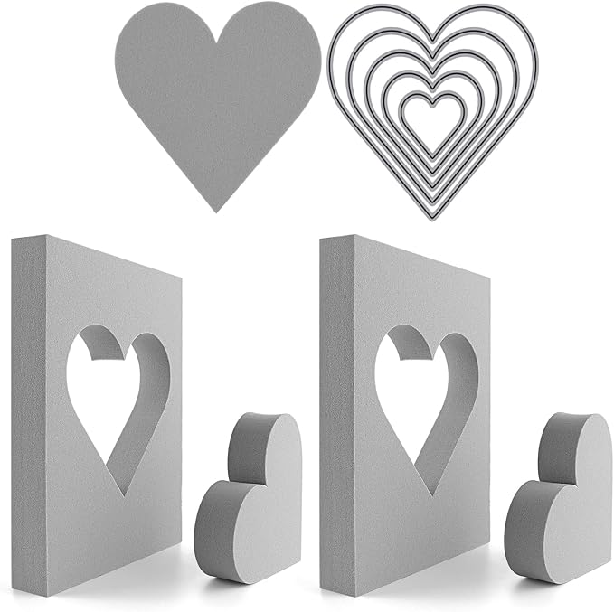 BAOFALI 15 Pcs Large Stamping Foam Grey Moldable Heart Foam Stamps Plastic Dry - Image 3