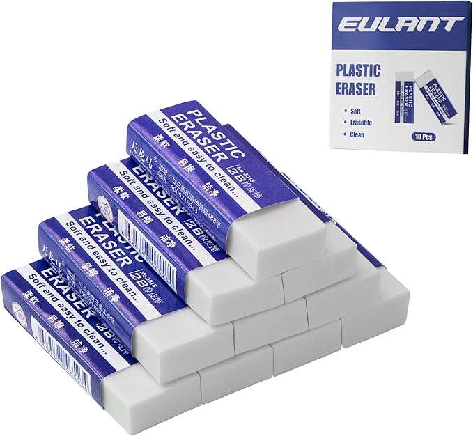 EULANT Pencil Erasers 10 Pieces, Soft Art Erasers by EULANT