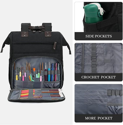 Crochet Backpack, Knitting Bag Backpack Yarn Storage Organizer Travel Crochet - Image 5