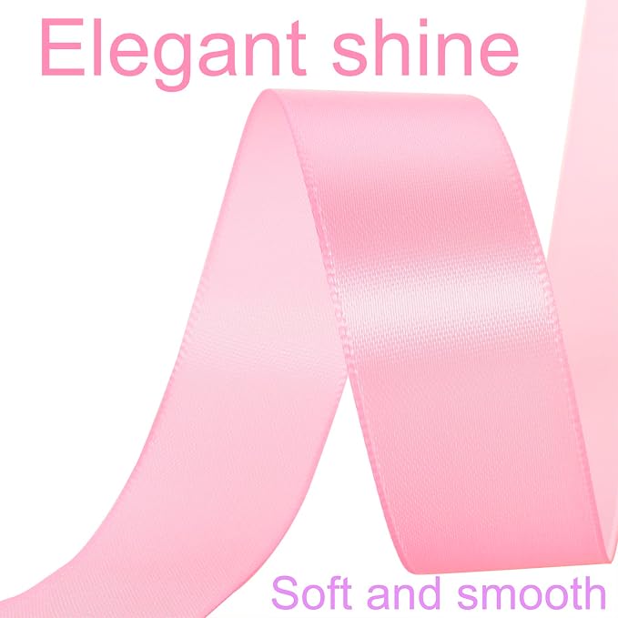 1 Inch Pink Ribbon, 50 Yards Craft Polyester Satin Ribbon Perfect - Image 3