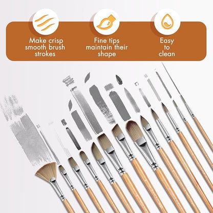 Fuumuui 26pcs Paint Brushes, Professional Acrylic Paint Brush Set Artists - Image 4