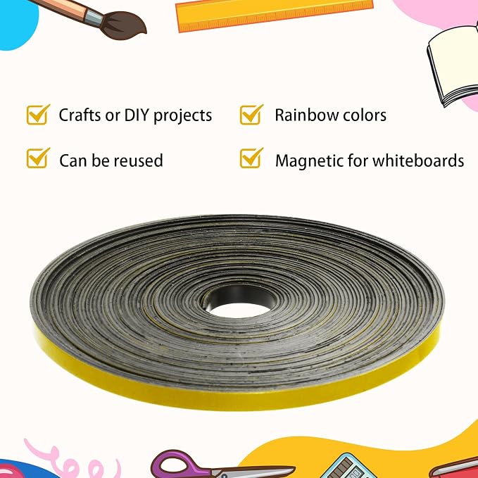 Magnetic Tape Roll Thin Strips, 0.39 Inch x 66 Feet Magnetic Board Dividers - Image 5