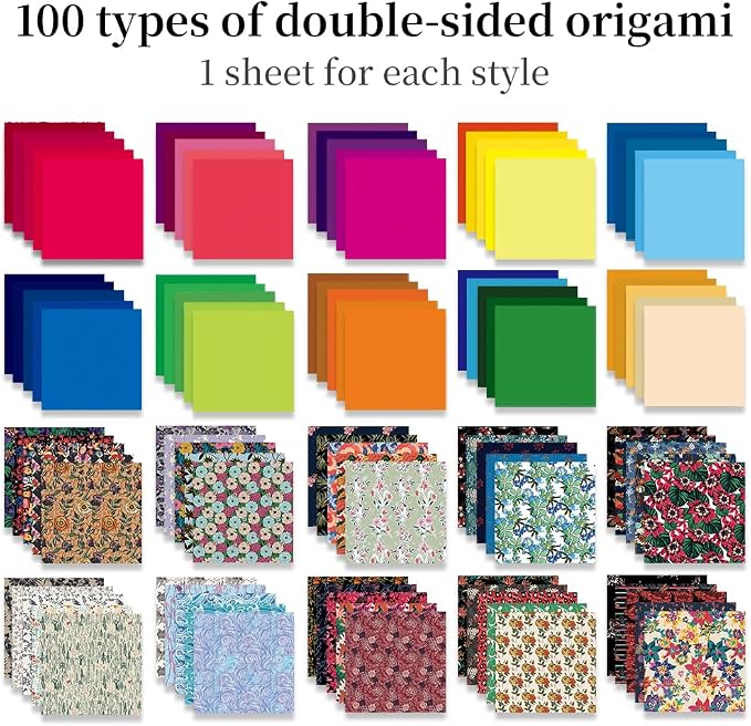 Origami Paper Kit Dobule Sided 100 Sheets 100 Colors 6 Inch Japanese Chiyo - Image 3