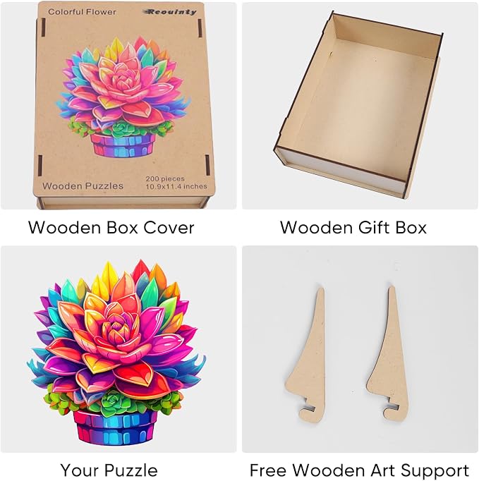 Wooden Puzzles Colorful Flower 500pcs King Size 16.9'' x 16.2'', Luxurious - Image 7