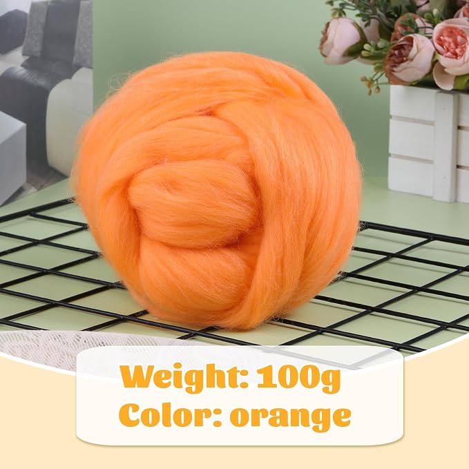 3.53oz Wool Roving Yarn, Wool Felting Supplies, Pure Wools, Chunky Yarn - Image 2