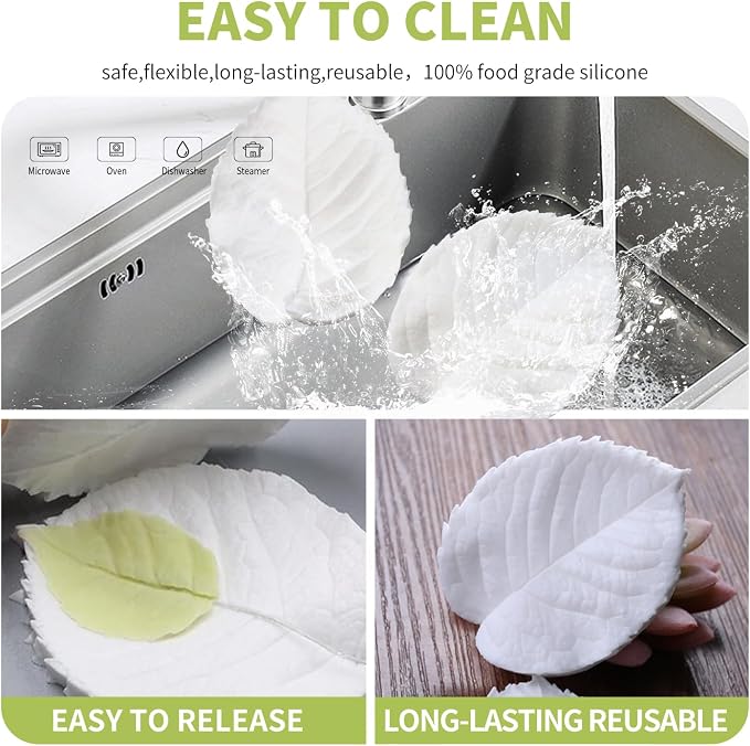KALAIEN Leaf Petal Veiner Gum Paste Mold Sugar Craft Tools Rose Flower Leaf - Image 5