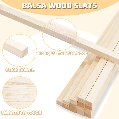 60Pcs Wood Square Dowel Rods 1/2 x 1/2 x 12 inch, Wood Squares - Image 3
