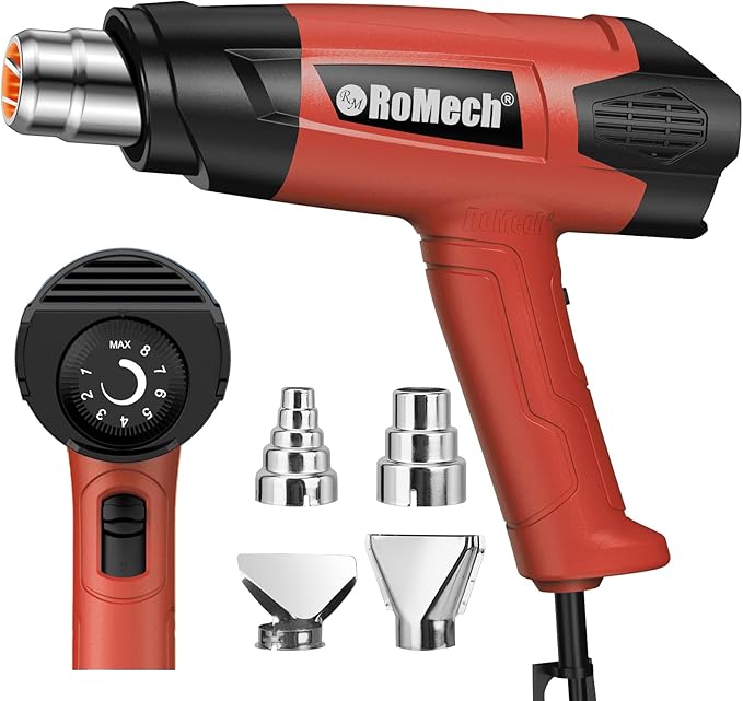 ROMECH 1500W Heavy Duty Heat Gun, Variable Temperature Control Hot Air Gun Kit by RoMech