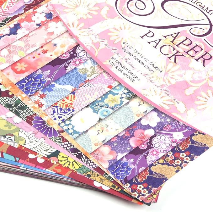 Origami Paper Kit 50 Sheets 70GSM 6 Inch Square Double Sided Color 50 Vivid - Image 6