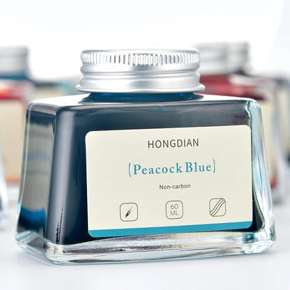 Hongdian Fountain Pen Bottled Ink Peacock Blue Color, 60ml Non Carbon Inkwell - Image 4