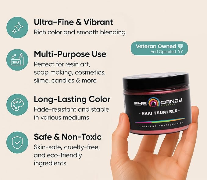 Eye Candy Pigments Premium True Red Mica Powder - Image 3
