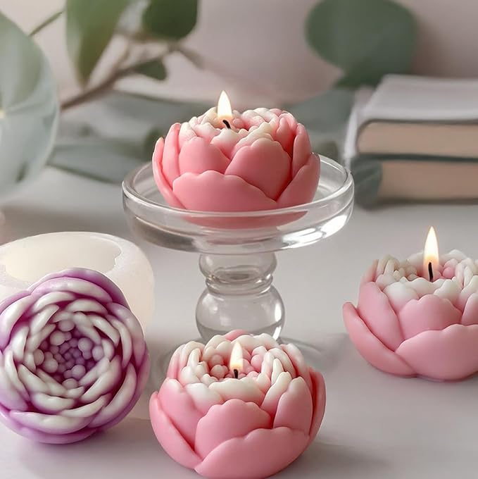 4pcs Large Flower Silicone Candle Molds, Reusable 3D Mold - Image 4