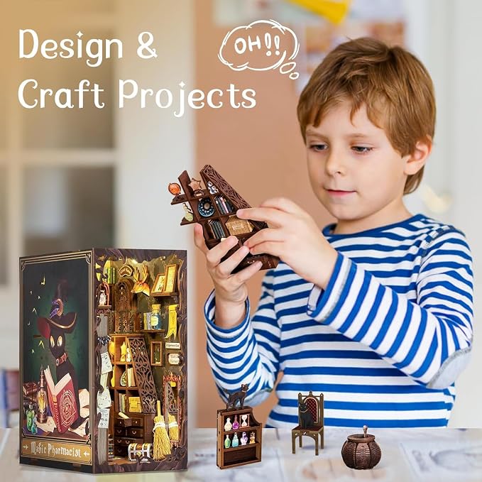 Fsolis Book Nook Kit, DIY Miniature House Kit 3D Wooden Puzzle Craft Kit - Image 3