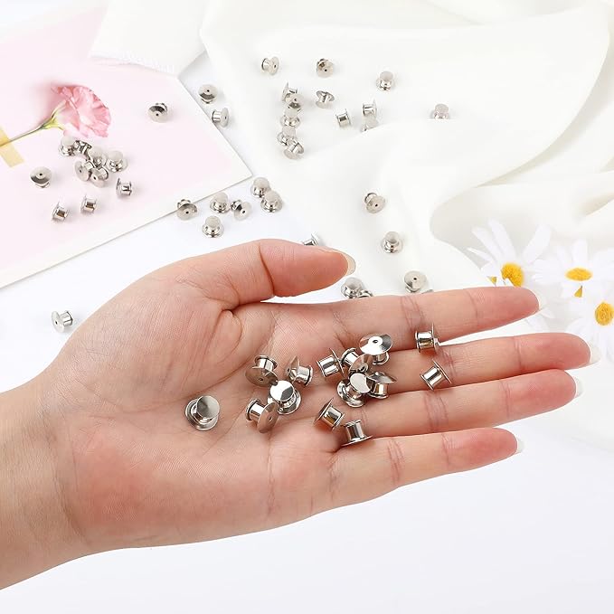 10 Pieces Metal Pin Backs Locking Pin Keepers Locking Clasp - Image 3