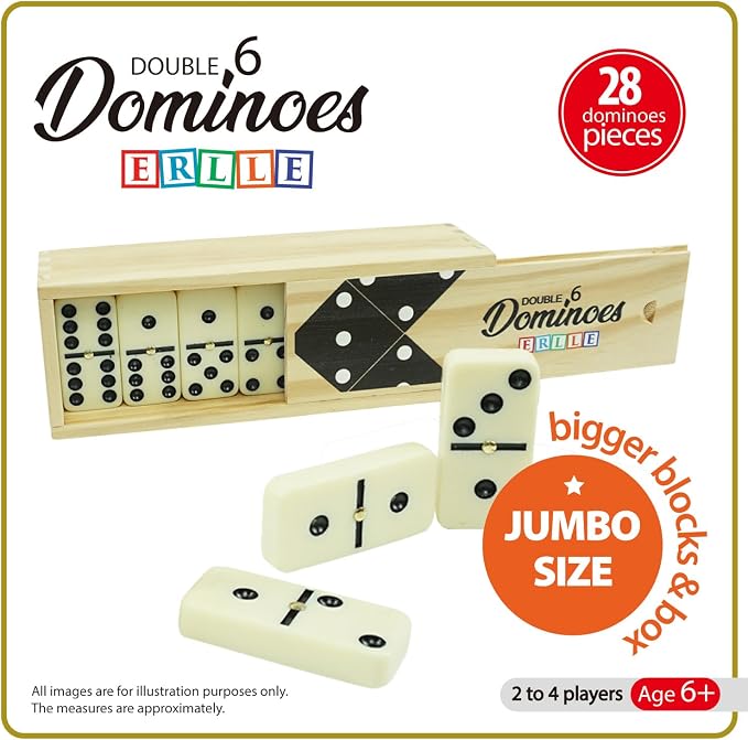 ERLLE - Jumbo Dominoes Set, Extra-Large Double Six Domino Set - Image 6