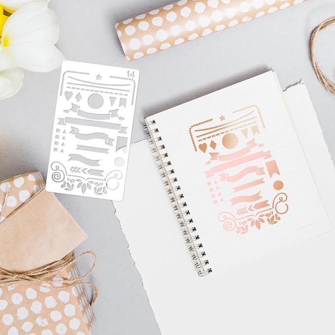 20Pcs Journal Stencils Set, Plastic Planner Journaling Stencils, DIY Drawing - Image 7