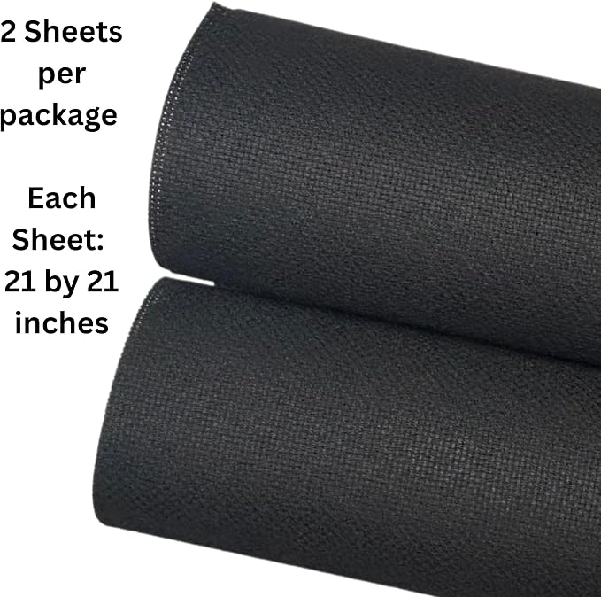 2 Sheets of Black 14 Count Aida Cloth – 21 x 21 Inch Pre-Cut Fabric Squares – - Image 2
