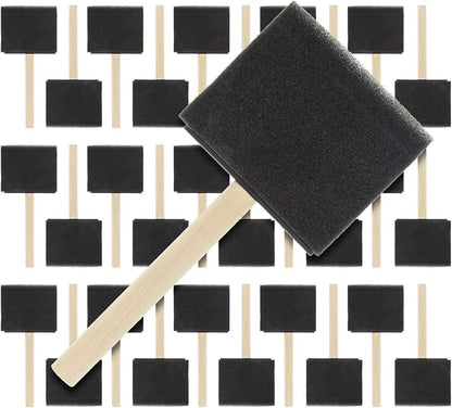 US Art Supply 3 inch Foam Sponge Wood Handle Paint Brush Set by USArtSupply