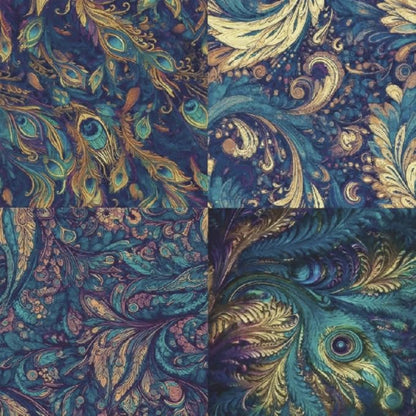 6x6 Inch Peacock Feather Themed Scrapbook Paper Pad – 24 Sheets, 12 Unique - Image 4
