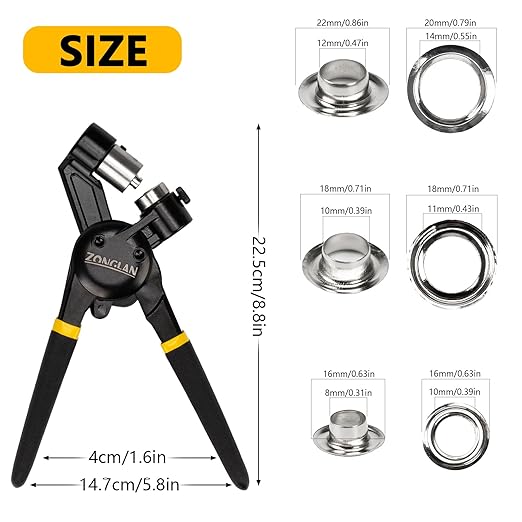 Heavy Duty Grommet Tool Kit of 1/2" 5/16" and 3/8" - Image 6
