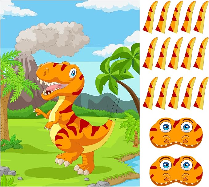 ASTARON Pin The Tail on The Dinosaur Party Game by ASTARON