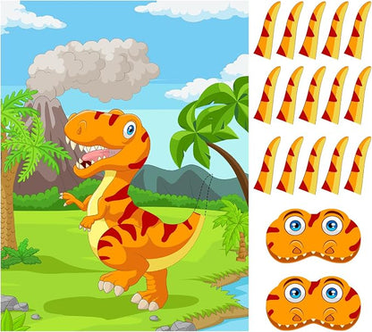 ASTARON Pin The Tail on The Dinosaur Party Game by ASTARON