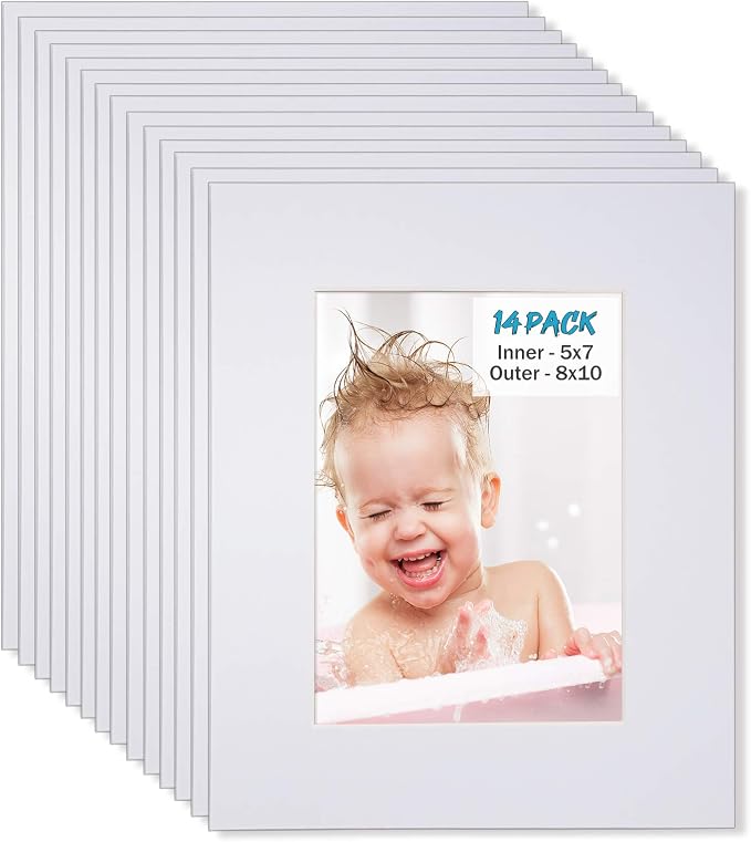 Egofine 8x10 White Picture Mats Pack of 14, Frame Mattes by Egofine