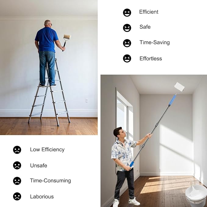 6.5 Ft Extension Pole + Joint Angle Adaptor, Paint Roller Stainless-Steel - Image 4